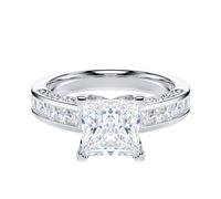 All Princess Cut Genuine Moissanite or Simulated Center 1.5CT Diamond Sterling Silver Classic Filigree Pattern Promise Engagement Ring