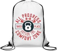 All progress takes place outside the comfort zone Gym Sack Casual Drawstring Bag White