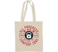All progress takes place outside the comfort zone Natural Cotton Tote Bag White