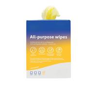 All-Purpose Antibacterial Wipes - 200 Tear-Off Sheets in Gloss Finish Portable Dispenser, Food Contact Safe, Colour-Coded for Hygiene, Inhibits Bacterial Growth (Yellow)