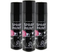 All Purpose Automotive Spray Paint 250ml Can Black Matt Finish Aerosol Metal Interior Exterior Fast Dry Excellent Coverage Adhesion- Black Matt - 3 Pack