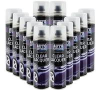 All Purpose Automotive Spray Paint 250ml Can Clear Lacquer Finish Aerosol Metal Interior Exterior Fast Dry Excellent Coverage Adhesion - Clear Lacquer - 12 Pack
