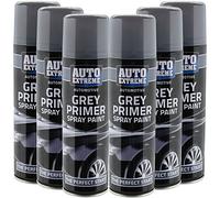 All Purpose Automotive Spray Paint 250ml Can Grey Primer Finish Aerosol Metal Interior Exterior Fast Dry Excellent Coverage Adhesion - Grey Primer - 6 Pack