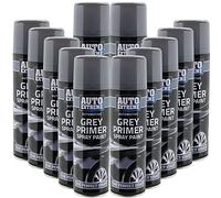 All Purpose Automotive Spray Paint 250ml Can Grey Primer Finish Aerosol Metal Interior Exterior Fast Dry Excellent Coverage Adhesion - Grey Primer - 12 Pack