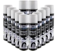 All Purpose Automotive Spray Paint 250ml Can White Gloss Finish Aerosol Metal Interior Exterior Fast Dry Excellent Coverage Adhesion - White Gloss - 12 Pack
