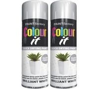 All Purpose Brilliant White Gloss Spray Paint, Fast-Drying Formula, Professional Finish, Plastic & Wood Surfaces, Interior & Exterior Use, 400ml (2 PCS)