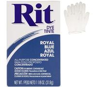 All Purpose Concentrated Rit Dye Powder Single Pack with Plastic Gloves for Clothing, Décor, and Crafts - Royal Blue