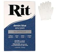 All Purpose Concentrated Rit Dye Powder Single Pack with Plastic Gloves for Clothing, Décor, and Crafts - Denim Blue