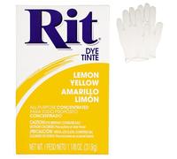 All Purpose Concentrated Rit Dye Powder Single Pack with Plastic Gloves for Clothing, Décor, and Crafts - Lemon Yellow