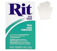 All Purpose Concentrated Rit Dye Powder Single Pack with Plastic Gloves for Clothing, Décor, and Crafts - Teal