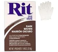 All Purpose Concentrated Rit Dye Powder with Plastic Gloves for Clothing, Décor, and Crafts - Dark Brown (1 Pack)