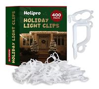 All-Purpose Holiday Light Clips [Set of 400] Christmas Light Clips, Outdoor Light Clips - Mount to Shingles & Gutters - Works with Mini, C6, C7, C9, Rope, Icicle Lights - No Tools Required - USA Made