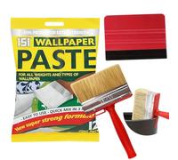 All-Purpose Paste Kit - Ready Mixed Wallpaper Adhesive & Tools Set - Includes Glue, Brush & Smoother - For Lining Paper for Walls, Anaglypta, Textured Surfaces, Cheap Rolls, Easy DIY Use