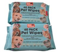All Purpose Pet Wipes, 60 Pack, with Aloe Vera and Tea Tree Oil, 15 x 20cm, for Dogs and Cats
