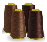 All-Purpose Polyester Sewing Thread - 4-Pack (12,000 Yards Total) - Maroon & Coffee Thread Cones for Serger, Overlock, Quilting & Sewing Machines