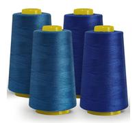 All-Purpose Polyester Sewing Thread - 4-Pack (12,000 Yards Total) - Teal Blue Thread Cones for Serger, Overlock, Quilting & Sewing Machines