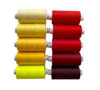 All-Purpose Sewing Thread Set - 10 x Coats Moon Reels (1000 Yards Each) | Assorted Colours | Polyester Thread for Machine Sewing, Quilting & Overlocking (Reds and Yellows)