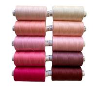 All-Purpose Sewing Thread Set - 10 x Coats Moon Reels (1000 Yards Each) | Assorted Colours | Polyester Thread for Machine Sewing, Quilting & Overlocking (Pinks)