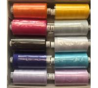 All-Purpose Sewing Thread Set - 10 x Coats Moon Reels (1000 Yards Each) - Polyester Thread for Machine Sewing, Quilting & Overlocking - Flowerbed Mix