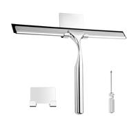 All-Purpose Shower Squeegee, 10-Inch Water-proof Stainless Steel Squeegee, with Adhesive Square hook, Suitable for Shower Glass Door, Bathroom, Window and Car Glass(Silver)
