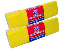 All Purpose Super Absorbent Cleaning Cloths, Two Packs of 10, Fabric Cloths 30cm x 30cm. Kitchen Cleaning Washing Up Super Absorbent Fabric Cloths, 100 g Each - Include Heavy-duty Scouring Pad.