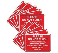 All Quality 10 Pack Classic Framed Please Do Not Flush Thank You Sign, Laser Engraved Lettering, Durable ABS Plastic, Vibrant Colors, 5x7 Inch, Red