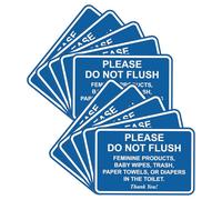 All Quality 10 Pack Classic Framed Please Do Not Flush Thank You Sign, Laser Engraved Lettering, Durable ABS Plastic, Vibrant Colors, 4x6 Inch, Blue