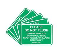 All Quality 5 Pack Classic Framed Please Do Not Flush Thank You Sign, Laser Engraved Lettering, Durable ABS Plastic, Vibrant Colors, 4x6 Inch, Green