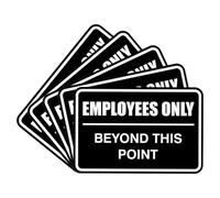 All Quality Classic Framed Employees Only Beyond This Point Wall or Door Sign | Easy to Install Business Signage - Large (Black-White) 5 Pack