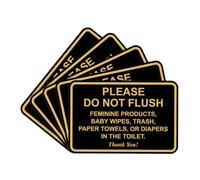All Quality Classic Framed Please Do Not Flush Thank You Sign, Laser Engraved Lettering, Durable ABS Plastic, Vibrant Colors, 5 x 7 Inch, Black/Gold, 5