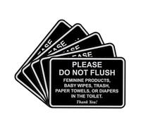 All Quality Classic Framed Please Do Not Flush Thank You Sign, Laser Engraved Lettering, Durable ABS Plastic, Vibrant Colors, 5 x 7 Inch, Black/Silver, 5