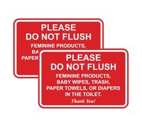 All Quality Classic Framed Please Do Not Flush Thank You Sign, Laser Engraved Lettering, Durable ABS Plastic, Vibrant Colors, 6x8 Inch, Red, Pack of 2
