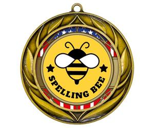 All Quality Wreath Design Spelling Bee Medal | Competition Metal Medal - 1st, 2nd, 3rd Place - 3 Piece Set (1 Pack)