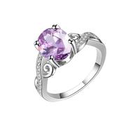 All Ring Platinum Plated Egg Ring Women's Ring Sunflower Ring Size 11 (Purple, B)