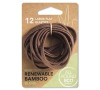 All Round Eco, Brown Large Flat Hair Elastics, Renewable Bamboo, Pack of 12