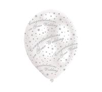 All Round Printed Congratulations on your Wedding Pearl White Latex Balloons - 27.5cm /6
