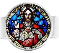 All Saints Catholic Church Sacred Heart Sacred Heart of Jesus Christian Jewelry Charm Ring Vintage Art Photo Jewelry