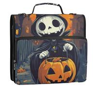 All Saints' Day Happy Halloween Candy 1.5 Inch 3 Rings Binder with Zipper with Shoulder Strap Multiple Pockets Portfolio Binder for Office School