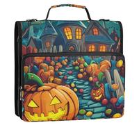 All Saints' Day Happy Halloween Candy 1.5 Inch 3 Rings Zipper Binder with Handle and Removable Shoulder Strap Waterproof Documents Files Storage Bag for School and Office