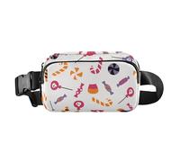 All Saints' Day Happy Halloween Candy Fashion Fanny Waist Pack for Women Men Waterproof Sling Bag Travel Essential with Adjustable Strap for Shopping Sports Work, Multicolor, One Size, Waistpack