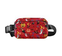 All Saints' Day Happy Halloween Pattern Fashion Crossbody Bag Waist Bag for Women Men Mini Shoulder Bag with Adjustable Shoulder Strap for Travel, Gym Studio, Work, Multicolor, 1 Size,