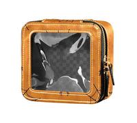 All Saints' Day Happy Halloween Web Pattern Yellow Transparent Makeup Bag Leather Toiletry Bag Makeup Bag Organizer for Flying, Multi, 1 Size, Colorful, Multicolor., One Size, Colorful,