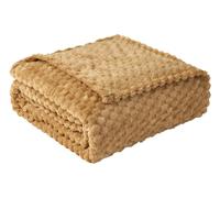 All-Season 300GSM Dot Pattern Soft Warm Fleece Blanket: Khaki/Double