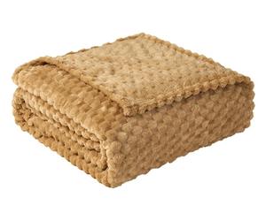 All-Season 300GSM Dot Pattern Soft Warm Fleece Blanket: Khaki/Super King