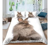 All Season 3D Design Microfiber fluffy rabbit Quilt Cover Breathable Bedding Set with Pillow Shams cute animal style Duvet Cover All Season Machine Washable for Teens Adults Super king（260x220cm）
