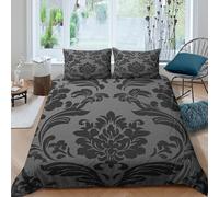 All Season 3D Design Microfiber Ornate floral Quilt Cover Breathable Bedding Set with Pillow Shams Classic damask style Duvet Cover All Season Machine Washable for Teens Adults Single（135x200cm）
