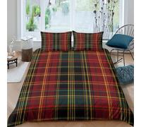 All Season 3D Design Microfiber Tartan Pattern Quilt Cover Breathable Bedding Set with Pillow Shams Classic Scottish Design Duvet Cover All Season Machine Washable for Teens Adults King（220x240cm）
