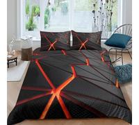 All Season 3D Microfiber Geometric patterns Duvet Cover Easy Care Bedding Set with Pillow Cases Modern tech design Bed Quilt Cover Breathable Soft Machine Washable for Bedroom Decor King（220x240cm）