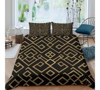 All Season 3D Microfiber Geometric patterns Duvet Cover Easy Care Bedding Set with Pillow Cases Modern Art Deco Style Bed Quilt Cover Breathable Soft Washable for Bedroom Decor Single（135x200cm）