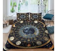 All Season 3D Microfiber Moon phases art Duvet Cover Breathable Bedding Sets with Matching Pillowcase Astrology mystical Bed Quilt Cover Easy Care for Home Decor Super king（260x220cm）